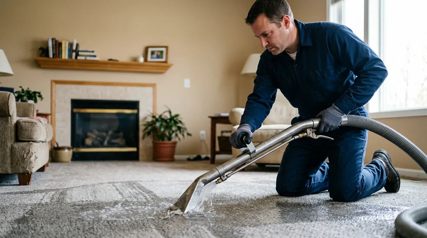 Water damage restoration technician working near Caro, MI